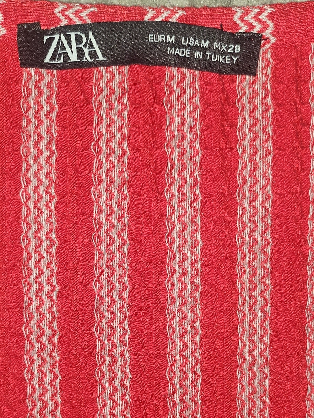 Zara Red and White Striped Tie-Front Short Dress Medium - Picture 4 of 6